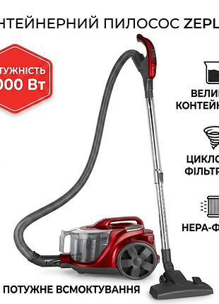 Пилосос без мішка zepline zp-6804 контейнерний 4000 вт на 4 л з фільтром hepa і регулятором потужності
