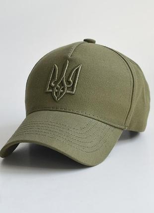 Тактическая кепка бейсболка с вышивкой гербом трезубцем олива хаки для военных, 55-56