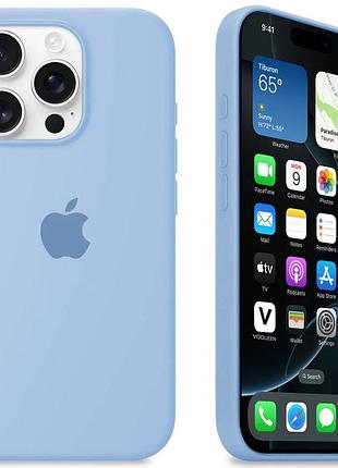 Силіконовий чохол для iphone 14 pro max з закритим низом silicone case блакитний sky blue 58 (бампер)