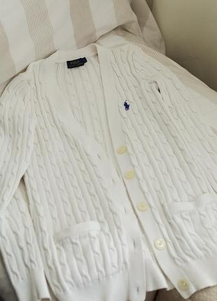 Кардиган кофта polo ralph lauren білий коси на ґудзиках cotton cardigan розмір s