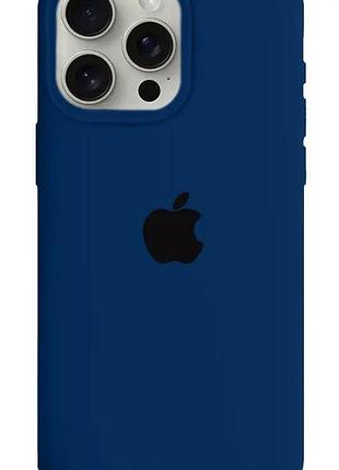 Силиконовый чехол для iphone 15 pro с закрытым низом тёмно синий deep navy 63 silicone case (бампер)