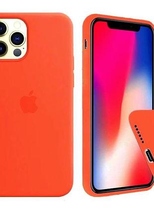 Силиконовый чехол для iphone 11 pro с закрытым низом silicone case full оранжевый orange 13 (бампер)