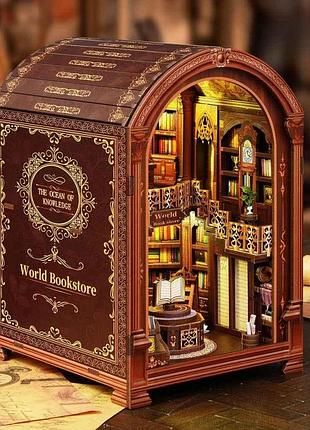 Бук нук книжковий магазин інтер'єрний конструктор world bookstore diy book nook kit xsl-01