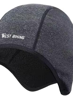 Зимний теплый флисовый подшлемник west biking, подшлемник эластичный флис, серый