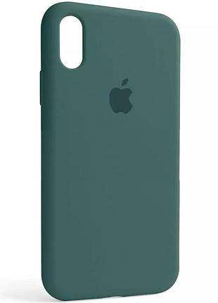 Силиконовый чехол для iphone xs max с закрытым низом серо зеленый pine green 55 silicone case (бампер)