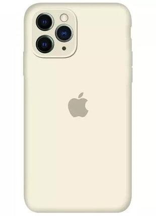 Силиконовый чехол для iphone 11 pro max с закрытым низом бежевый antique white 11 silicone case (бампер)