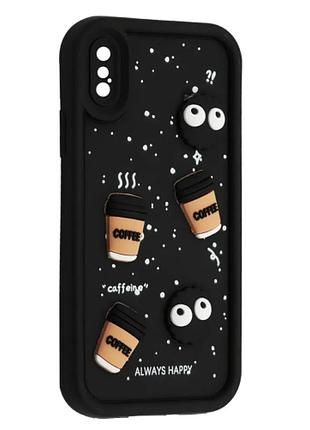 Силиконовый чехол для iphone x / xs (10) черный cookie 3d coffee-n-sweets (бампер)