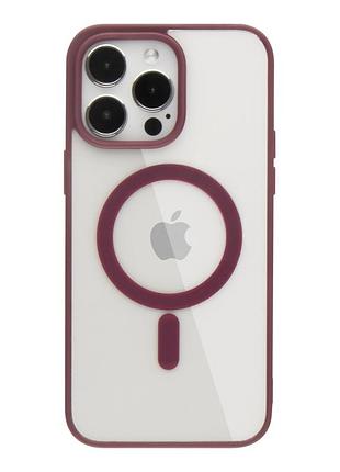 Прозорий чохол для iphone 16 pro max з magsafe color бордовий (tpu+pc)