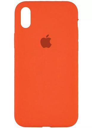Силиконовый чехол для iphone xs max с закрытым низом оранжевый orange 13 silicone case (бампер)