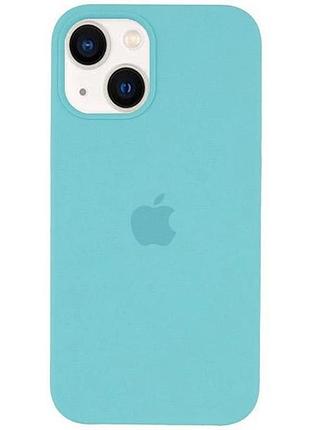 Силиконовый чехол для iphone 13 с закрытым низом silicone case бирюзовый sea bue 21 (бампер)