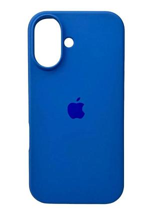 Силиконовый чехол для iphone 16 с закрытым низом silicone case синий royal blue 3 (бампер)