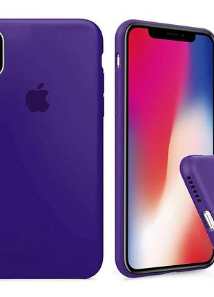 Силіконовий чохол для iphone xs max з закритим низом фіолетовий purple 34 silicone case (бампер)