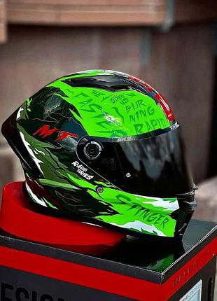 Мотошлем интеграл мт helmets stinger 2 ardent c6 gloss green м + подарок: чехол для хранения