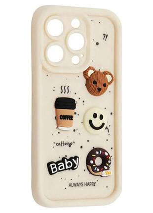 Силиконовый чехол для iphone 13 pro max белый donut 3d coffee-n-sweets (бампер)