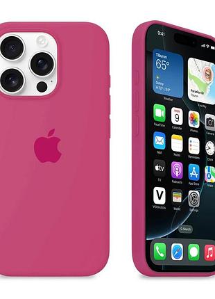 Силиконовый чехол для iphone 15 pro с закрытым низом малиновый dragon fruit 54 silicone case (бампер)