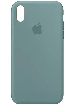 Силіконовий чохол для iphone xs max з закритим низом сіро зелений cactus 65 silicone case (бампер)
