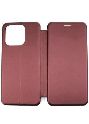 Чехол книжка для xiaomi redmi 12c бордовый