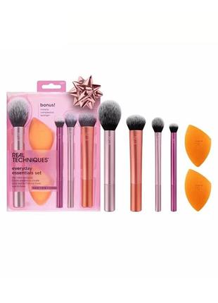 Набір пензлів для макіяжу real techniques everyday essentials зі спонжами, 6 предметів