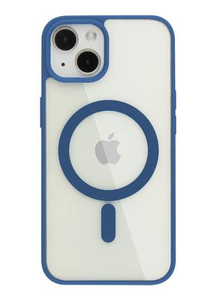 Прозорий чохол для iphone 14 з magsafe color темно синій (tpu+pc)