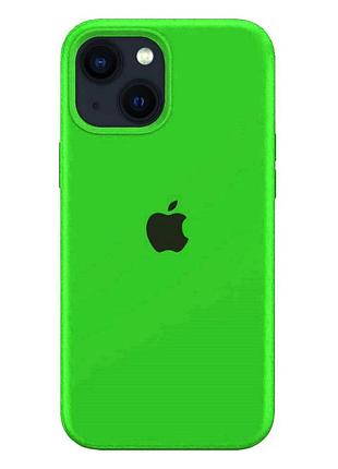 Силиконовый чехол для iphone 14 с закрытым низом silicone case зеленый green 32 (бампер)