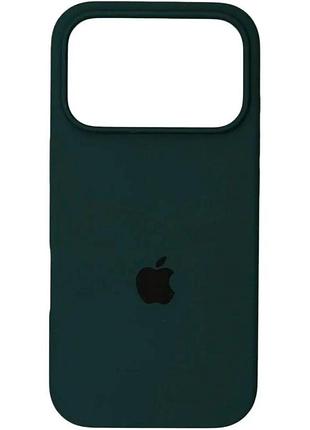 Силиконовый чехол для iphone 17 pro с закрытым низом silicone case темно зеленый atrovirens 54 (бампер)