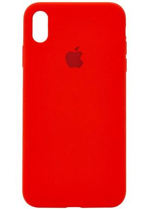 Силиконовый чехол для iphone xs max с закрытым низом красный red 14 silicone case (бампер)