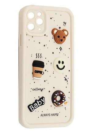 Силиконовый чехол для iphone 12 белый donut 3d coffee-n-sweets (бампер)
