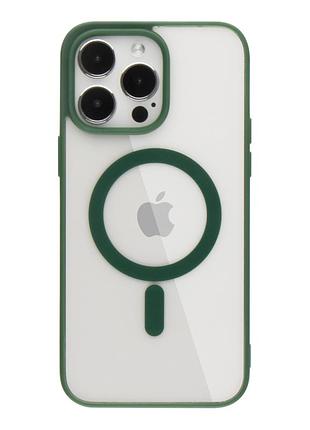 Прозрачный чехол для iphone 16 pro max с magsafe color темно зеленый (tpu+pc)