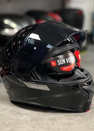 Мотошлем испанский модуляр (трансформер) мт helmets mt genesis sv a1 gloss black l + подарок: чехол для хранения