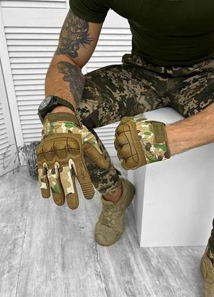 Тактические перчатки mechanix m-pact, армейские перчатки полнопалые, цвет мультикам l