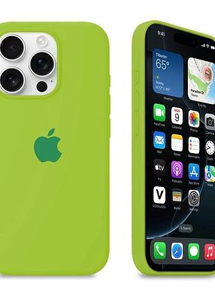 Силиконовый чехол для iphone 14 pro max с закрытым низом silicone case зеленый shiny green 40 (бампер)