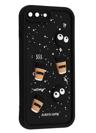 Силіконовий чохол для iphone 7 plus / 8 plus чорний cookie 3d coffee-n-sweets (бампер)