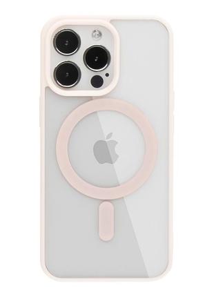 Прозрачный чехол для iphone 15 pro с magsafe color розовый (tpu+pc)