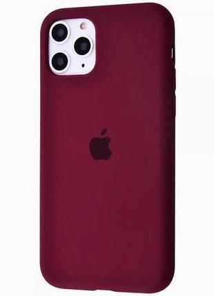 Силиконовый чехол для iphone 11 pro с закрытым низом silicone case full бордовый maroon 42 (бампер)