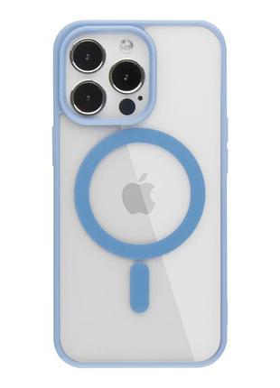 Прозорий чохол для iphone 16 pro max з magsafe color блакитний (tpu+pc)