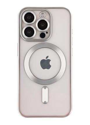 Чехол для iphone 13 pro с magsafe metallic (tpu+pc) серебряный