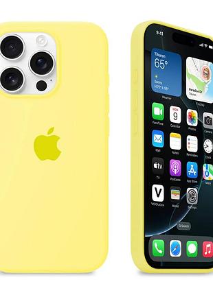 Силіконовий чохол для iphone 16 pro max з закритим низом silicone case жовтий mellow yellow 51 (бампер)
