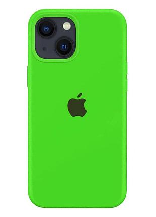 Силиконовый чехол для iphone 15 с закрытым низом silicone case зеленый shiny green 40 (бампер)