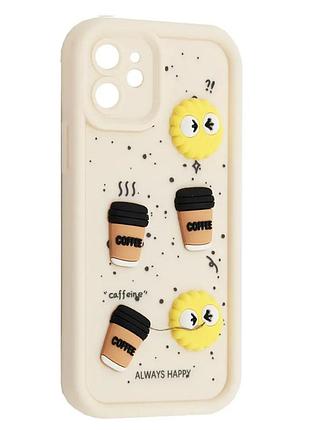 Силіконовий чохол для iphone 11 білий cookie 3d coffee-n-sweets (бампер)