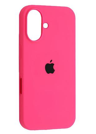 Силіконовий чохол для iphone 16 з закритим низом silicone case яскраво рожевий shiny pink 38 (бампер)
