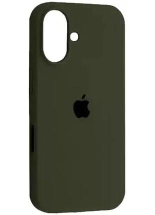 Силиконовый чехол для iphone 16 с закрытым низом silicone case хаки virid 48 (бампер)