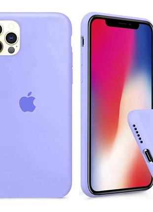 Силиконовый чехол для iphone 11 pro с закрытым низом silicone case full фиалковый lilac cream 41 (бампер)
