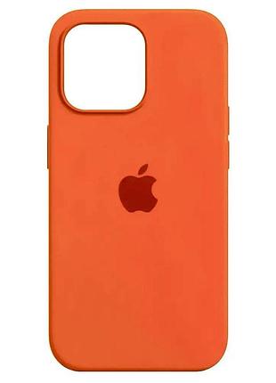 Силиконовый чехол для iphone 15 с закрытым низом silicone case оранжевый orange 13 (бампер)
