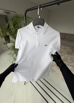 Мужская футболка поло lacoste белая/черная