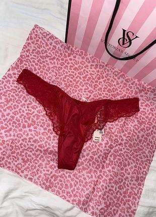 Червоні стрінги victoria’s secret оригінал, білизна вікторія сікрет, спокусливі трусики, мереживні, сатинові, ефектні