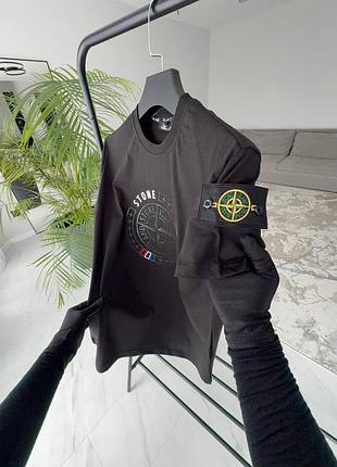Мужская футболка stone island черная/белая