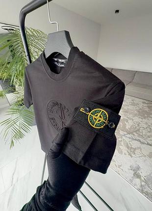 Чоловіча футболка stone island чорна/біла