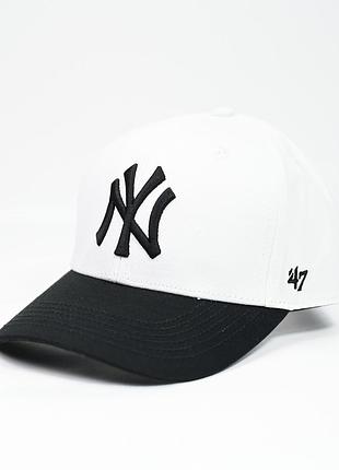 Бейсболка ny білий+чорний