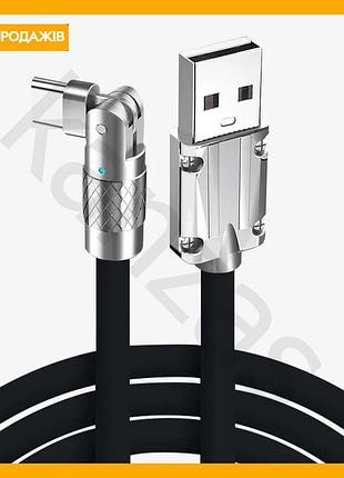 Rest кабель для быстрой зарядки usb type-c 120w 6a поворотный 180° черный с подсветкой для смартфона планшета