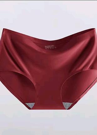 Женские бесшовные трусики ice silk funcilac, размер 46-48 (марковка 2xl) - высокая посадка, цвет бордо